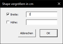 Shape vergroessern in cm